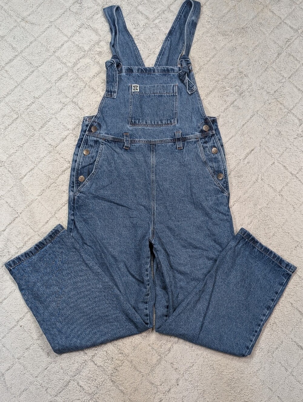 Lucy & Yak Overalls Womens 8 Blue Original Denim Dungarees Cotton Mid Wash
